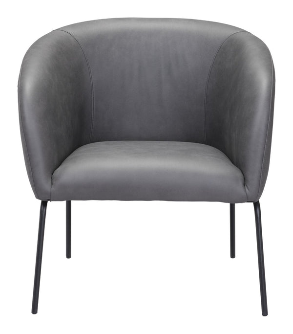 Zuo Modern Quinten 100% Polyester, Plywood, Steel Modern Commercial Grade Accent Chair Vintage Gray, Black 100% Polyester, Plywood, Steel