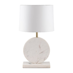 Sagebrook Home Contemporary Marble, 25"h Round Table Lamp, White/off White 50736 White Marble