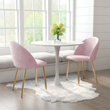 Zuo Modern Cozy 100% Polyester, Plywood, Steel Modern Commercial Grade Dining Chair Set - Set of 2 Pink, Gold 100% Polyester, Plywood, Steel