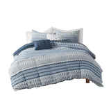 Calum Modern/Contemporary 100% Cotton Clipped Comforter Set in Navy