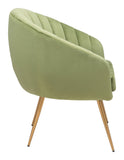 Zuo Modern Max 100% Polyester, Plywood, Steel Modern Commercial Grade Accent Chair Green, Gold 100% Polyester, Plywood, Steel