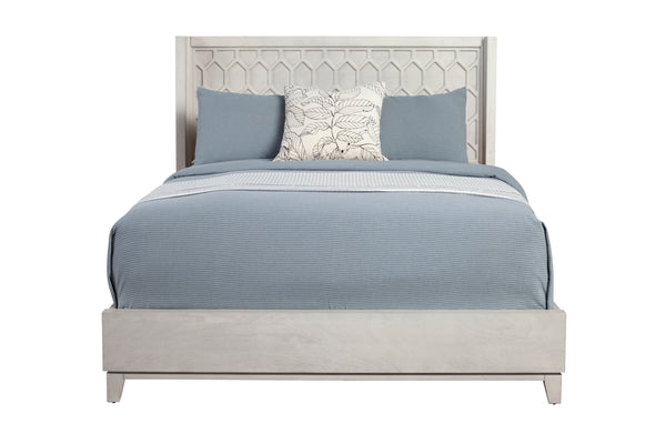 Denver Panel Bed with Honeycomb Design Headboard – Stylish Gray Mahogany Frame for Any Bedroom