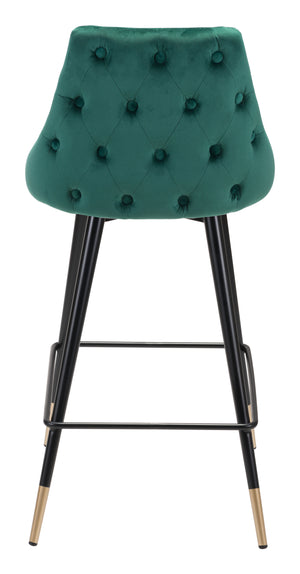 Zuo Modern Piccolo 100% Polyester, Plywood, Steel Modern Commercial Grade Counter Stool Green, Black, Gold 100% Polyester, Plywood, Steel