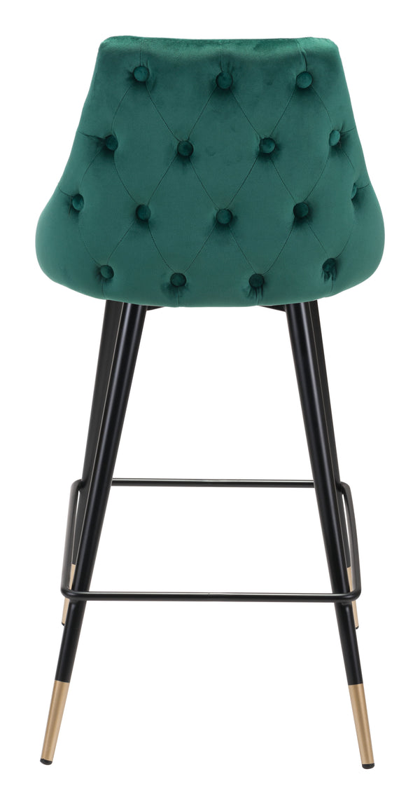 Zuo Modern Piccolo 100% Polyester, Plywood, Steel Modern Commercial Grade Counter Stool Green, Black, Gold 100% Polyester, Plywood, Steel