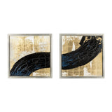 Contemporary 95x47, Set of 2 -  Hand Painted Matching  Blk Streak, Gld