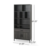 Gallatin Contemporary Faux Wood Cube Unit Bookcase, Dark Gray and Black Noble House