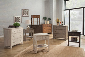 Classic 4 Drawer Chest in Natural Gray - Elegant Pine Antique Style with Felt Lined Drawers