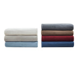 Ribbed Micro Fleece Casual 100% Polyester Tri-rib Fleece Heated Blanket Burgundy King: 100x90"