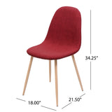 Noble House Caden Mid Century Red Fabric Dining Chairs with Light Walnut Wood Finished Legs (Set of 2)