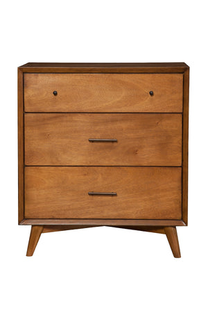 Alpine Furniture Flynn Mid Century Modern 3 Drawer Small Chest, Acorn 966-04 Acorn Mahogany Solids & Okoume Veneer 32 x 18 x 36