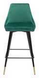 Zuo Modern Piccolo 100% Polyester, Plywood, Steel Modern Commercial Grade Counter Stool Green, Black, Gold 100% Polyester, Plywood, Steel