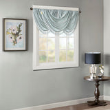 Madison Park Elena Traditional 100% Polyester Faux Silk Solid Waterfall Embellished Valance MP41-4961