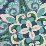Kaia Outdoor 7'10" Round Medallion Area Rug, Blue and Green Noble House