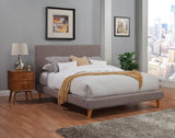 Alpine Furniture Britney Standard King Upholstered Platform Bed, Dark Grey 1296EK Dark Grey Upholstery Poplar & Pine Solids 84 x 89 x 48