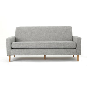 Sawyer Mid Century Modern Light Grey Tweed Fabric 3 Seater Sofa