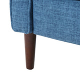 Mervynn Mid-Century Modern Button Tufted Fabric Recliner, Muted Blue and Dark Espresso