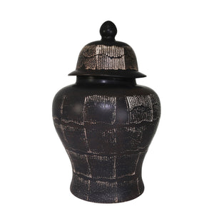 Sagebrook Home Global Ceramic 28" Temple Jar, Antique Black 14660-01 Black Ceramic