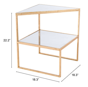 Zuo Modern Planes Glass, Steel Modern Commercial Grade Side Table Gold Glass, Steel