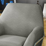 Zahara Modern Grey Fabric Chair with Stainless Steel Frame Noble House