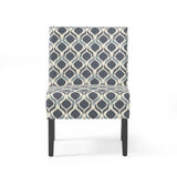 Kassi Contemporary Fabric Slipper Accent Chair, Blue, Navy, and Matte Black Noble House
