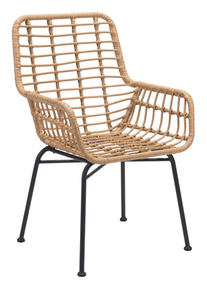 English Elm EE2974 Steel, Polyethylene Modern Commercial Grade Dining Chair Set - Set of 2 Natural, Black Steel, Polyethylene