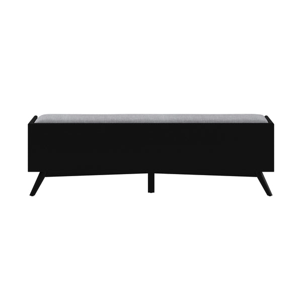 Alpine Furniture Flynn Bench, White 966BLK-12 Black Mahogany Solids & Okoume Veneer 59 x 15 x 18.5