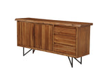 Alpine Furniture Live Edge Server, Light Walnut 1968-06 Light Walnut Solid Acacia Wood with Metal Legs 67 x 17.5 x 32