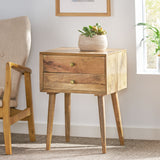Chafin Mid-Century Modern Handcrafted Mango Wood Side Table, Natural Noble House