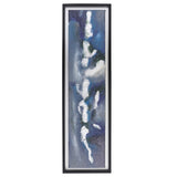 Contemporary 70x20 Handpainted Oil Canvas Abstract, Blue/silver