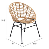 English Elm EE2973 Steel, Polyethylene Modern Commercial Grade Dining Chair Set - Set of 2 Natural, Black Steel, Polyethylene