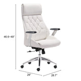 Zuo Modern Boutique 100% Polyurethane, Plywood, Steel, Nylon, Aluminum Alloy Modern Commercial Grade Office Chair White, Silver 100% Polyurethane, Plywood, Steel, Nylon, Aluminum Alloy