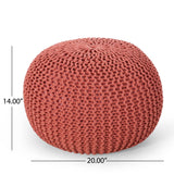 Moro Handcrafted Modern Cotton Pouf, Coral Noble House