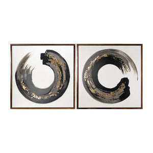 Sagebrook Home Contemporary 95x47,Set of 2 -  Hand Painted Letter O Frames, Blk/gold 70238 Black/gold Mdf