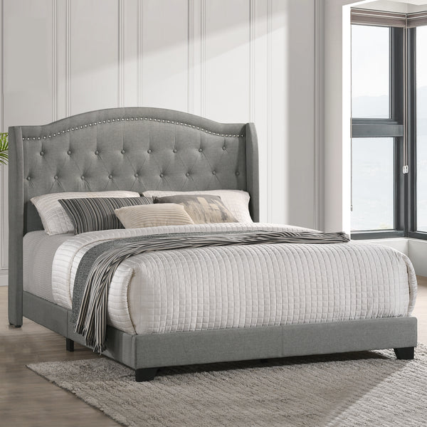 Intercon Rhyan Traditional Upholstered Queen Bed UB-BR-RHYQEN-SMK-C UB-BR-RHYQEN-SMK-C
