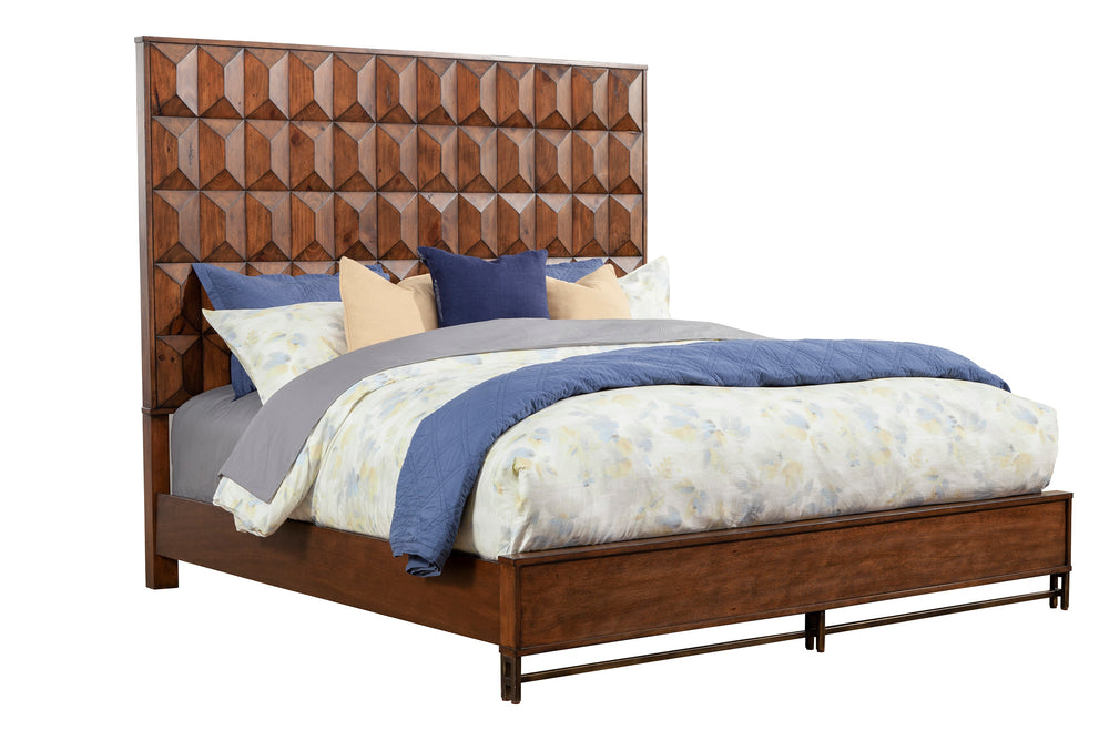 Trig Standard King Panel Bed - Urban Chic Design with Bronze Accents and Solid Pine Construction