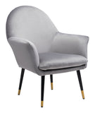 Zuo Modern Alexandria 100% Polyester, Plywood, Steel Modern Commercial Grade Accent Chair Gray, Black, Gold 100% Polyester, Plywood, Steel