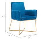 English Elm EE2644 100% Polyester, Plywood, Steel Modern Commercial Grade Arm Chair Blue, Gold 100% Polyester, Plywood, Steel