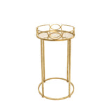 Sagebrook Home Glam Set of 3 -  Gold Accent Tables, Aged Mirror Top FM10173 Gold Metal