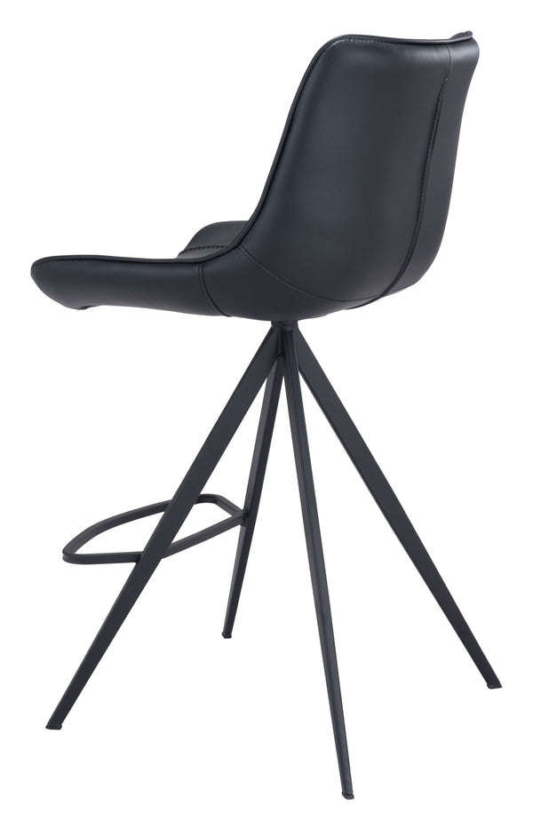 Zuo Modern Aki 100% Polyurethane, Plywood, Steel Modern Commercial Grade Counter Stool Set - Set of 2 Black 100% Polyurethane, Plywood, Steel