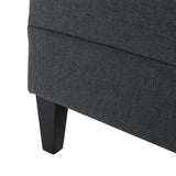 Zahra Contemporary Tufted Fabric Ottoman, Dark Gray and Dark Brown Noble House