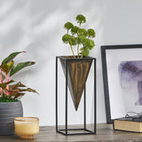 Cedarville Handcrafted Small Iron Decorative Frame Vase, Aged Brass and Black Noble House