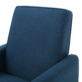 Darvis Contemporary Fabric Recliner, Navy Blue and Dark Brown Noble House