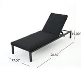 Navan Outdoor Dark Grey Outdoor Mesh Chaise Lounges with Black Aluminum Frame Noble House