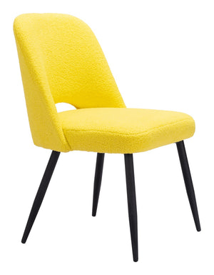 Zuo Modern Teddy 100% Polyester, Plywood, Steel Modern Commercial Grade Dining Chair Set - Set of 2 Yellow, Black 100% Polyester, Plywood, Steel