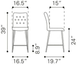 English Elm EE2957 100% Polyester, Plywood, Steel Modern Commercial Grade Counter Chair Set - Set of 2 Tangerine, Chrome 100% Polyester, Plywood, Steel