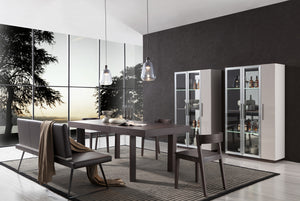 VIG Furniture Union Modern Brown Oak w/ Grey Gloss Wine Cabinet VGWCB530