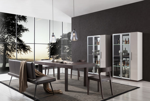 VIG Furniture Union Modern Brown Oak w/ Grey Gloss Wine Cabinet VGWCB530