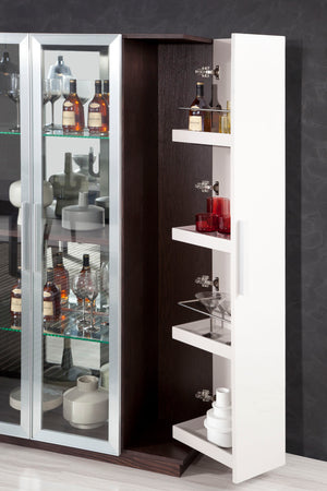 VIG Furniture Union Modern Brown Oak w/ Grey Gloss Wine Cabinet VGWCB530