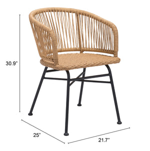 Zuo Modern Zaragoza Steel, Polyethylene Modern Commercial Grade Dining Chair Set - Set of 2 Natural, Black Steel, Polyethylene