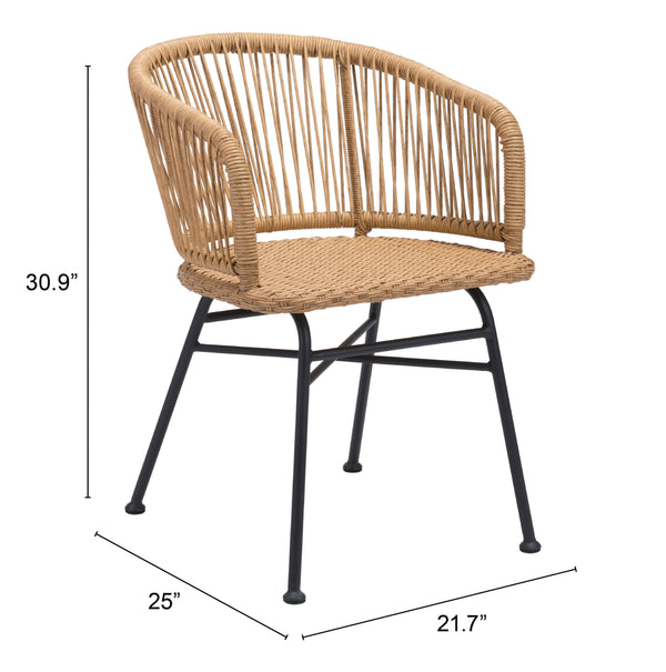 Zuo Modern Zaragoza Steel, Polyethylene Modern Commercial Grade Dining Chair Set - Set of 2 Natural, Black Steel, Polyethylene